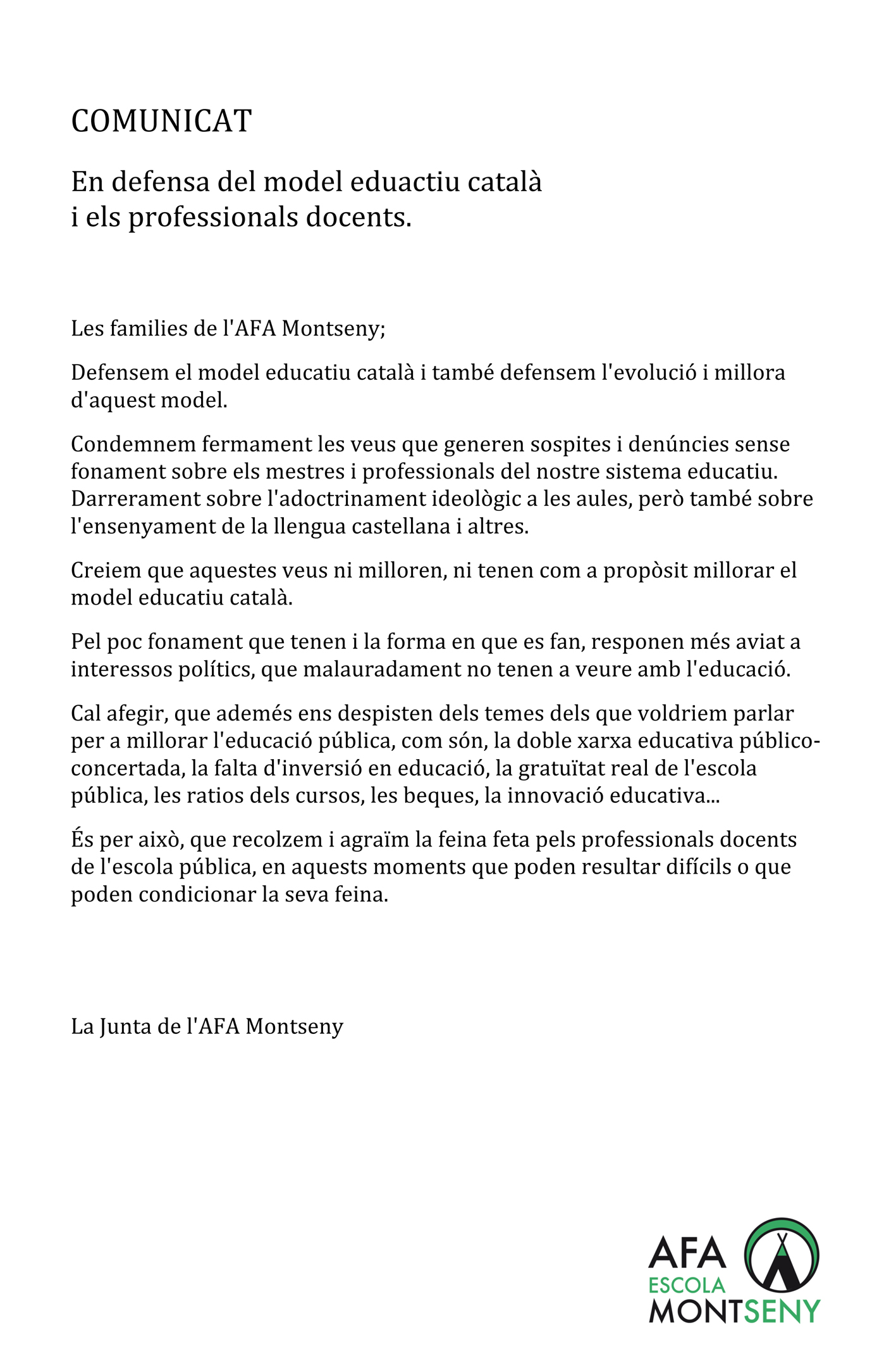 COMUNICAT AFAMontseny